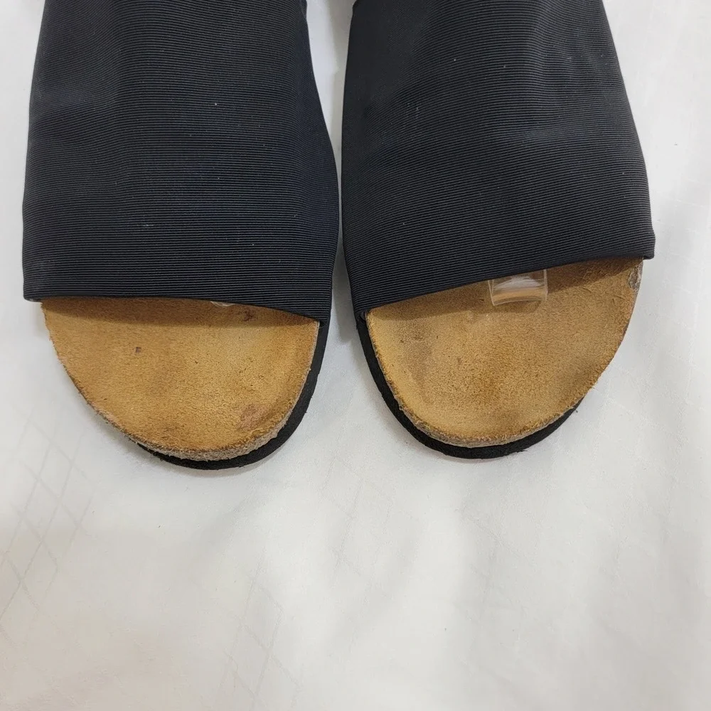 Naot Alana Black Stretch Slide Sandals Women 40 US 9 Platform Cork Footbed